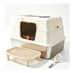 Spindro Enclosed Stainless Steel Cat Litter Box with Lid
