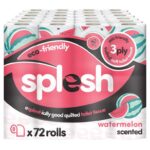 Splesh by Cusheen 3 ply Toilet Roll 72 Rolls – Watermelon Scent – Bulk Family Pack – Sold/Shipped by Cusheen