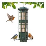 Squirrel-Proof 3-Port Bird Feeder, Gravity Spring, Weather-Resistant, Green