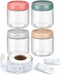 Sricam 4 Pack Overnight Oats Jars with Lids & 250 Food Labels, 500ml Glass Jars with Lids, Wide Mouth Overnight Oats Containers for Yogurt, Cereal, Milk, Fruit, Snacks, Condiments, Sauce and Juice