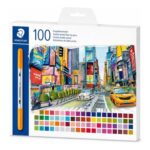 Staedtler 3200 Dual-Tip Felt Pens & Fineliners, 100-Pcs