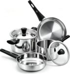 Stainless Steel Pots and Pans Set, 6-Piece Tri-Ply Induction Hob Pan Set