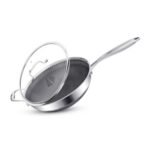 Stainless Steel Wok with Lid, 28cm, 4.5L, Induction