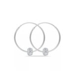 Sterling Silver 25mm Hoops with White Crystal Ball