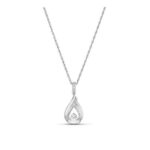 Sterling Silver Diamond Pear-Shaped Open Pendant Necklace