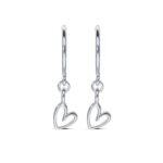 Sterling Silver Heart Charm Hoop Earrings