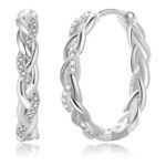 Sterling Silver Hoop Earrings for Women, Twisted Hoops Earrings