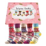 Stoeury 5 Pairs Thermal Wool Socks for Women Cozy Warm