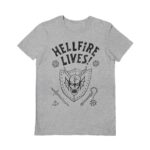 Stranger Things Hellfire Lives T-Shirt – Grey – Large