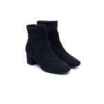 Suede Heeled Boots – Black – Size 3
