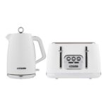 Swan Elegance EEJB273 White Textured 4 Slice Toaster and Kettle Set 1.7L