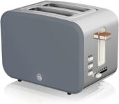 Swan ST14610GRYN Nordic 2 Slice Toaster with 6 Browning Levels, Defrost/Reheat/Cancel, Removable Crumb Tray, Cord Storage, 900W, Grey
