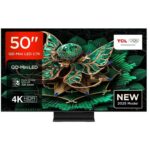 TCL 50C7K-UK 50 QD-Mini LED Smart Television, 4K Ultra HD, Black, F Rated