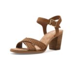 TOMS Majorca Ankle Strap Heeled Sandal, Brown Nubuck, UK 5.5