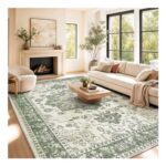 TOPICK Vintage Green Rug, 240×300 Cm, Washable and Stain-Resistant