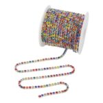TOPINCN Rhinestone Trim, 10m, Mixed Colors on Silver