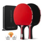 Table Tennis Set: 2 Rackets, 3 Balls, Carry Bag (Red)