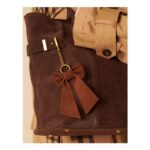 Tan Suede Bow Key Chain