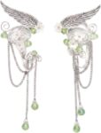 Tassel Ear Clips for Women, 1 Pair Alloy Clip-On Ear Clips, Shiny Non-Piercing Fairy Costume Accessory for Festival Cosplay, Wedding and Daily Wear