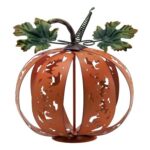 Teresas Collections 20cm Metal Autumn Pumpkin Decor Outdoor Garden