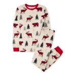 The Childrens Place Family Matching Festive Christmas Pajamas, Moose Bear