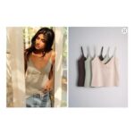 The Set 3 Pack Frill Crossover Camis – Brown/Green/Neutral