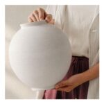 TheCozyBay White Ceramic Vase, 25 Cm Rustic Boho Home Decor