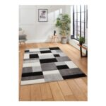 Think Rugs Matrix Grey and Black Geometric Rug – 80 X 150cm