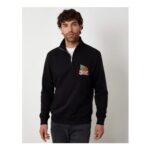 Threadbare Mens Christmas Graphic Quarter-Zip Sweatshirt – Black
