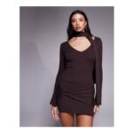 Tiger Mist Renner Ribbed Knit Mini Dress – Chocolate