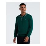 Tipped Quarter Zip Long Sleeve Sweater Polo