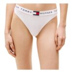 Tommy Hilfiger Womens Thong with Logo Waistband White Size S