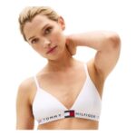 Tommy Hilfiger Womens Triangle Bra with Logo Underband, White, M