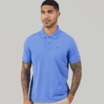 Tommy Jeans Mens Flag Regular Fit Pique Polo Shirt Blue Twilight – Size Small