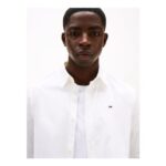 Tommy Jeans Mens TJM Original Stretch Long-Sleeve Shirt, White, L