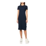 Tommy Jeans Womens Bodycon Midi Dress, Logo Detail, Navy, M