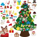 TonJin Felt Christmas Tree Set with 5m/16.4ft Led String Light, 3.2ft/98cm – 40 Detachable Ornaments