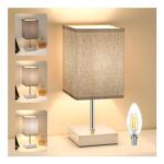 Totofac Touch-Control Table Lamp, 3-Way Dimmable, Flaxen Shade, LED Included