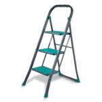 Tower 3 Tread Step Ladder, Folding Steel Frame with Non-Slip Steps & Feet