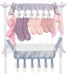 Travel Drying Hanger for Heated Clothes Airer & Clothes Drying Rack Washing line, Foldable Portable Sock Hangers for drying with 6 Laundry Pegs for Underwear Bra Towel Home Cruise Outdoor 2 Pack