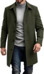 Trench Coat Men Mid Length Overcoat Warm Clothing Single Breasted Outerwear
