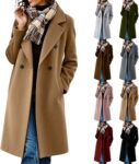 Trench Coats for Women Double Breasted Longline Overcoat Wool Coat Women