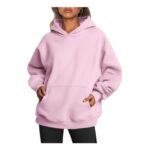 Trendy Queen Womens Oversized Hoodie Fleece Sweatshirt Pale Pink S
