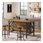 Tribesigns 63-Inch 2-Tier Home Bar Table with Footrest, Rustic Brown