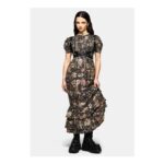 Triple Goddess Tiered Shirred Maxi Dress