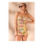 Tropical Print Rucked Swimsuit