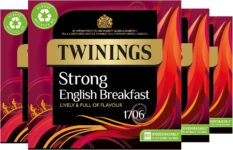 Twinings English Strong Breakfast Tea Bold, Lively & Full of Flavour Black Tea Multipack Bulk Buy, 320 (4 x 80) Biodegradable Tea Bags