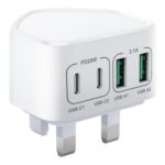 USB C Plug, 40W 4-Port Multi USB Plug UK Fast Charger