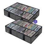 Under-Bed Shoe Organizer, Holds 28 Shoes, Linen-Black