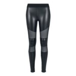 Urban Classics Womens Tech Mesh Faux Leather Leggings XXXXL Black